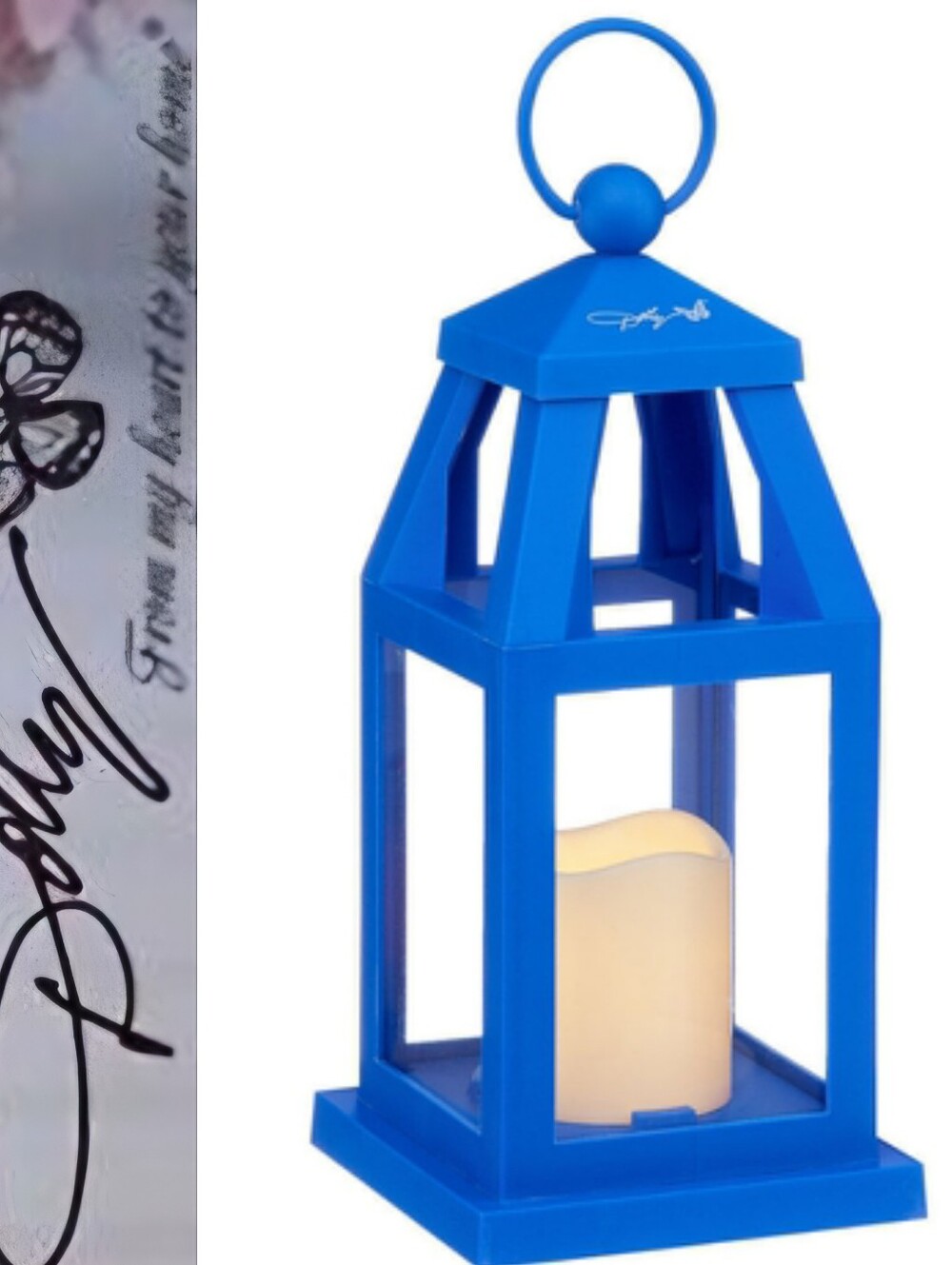 Dolly Parton Decorative Lantern w/LED Candle- Blue